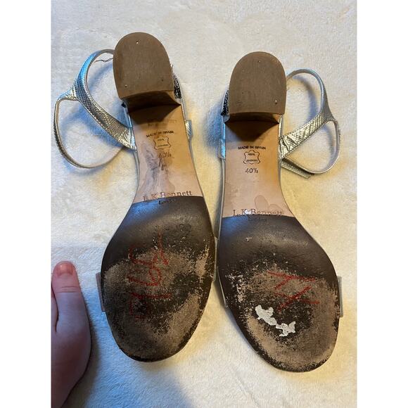 L.K. Bennett Silver Strap Heels 40.5 9.5 - Picture 5 of 6